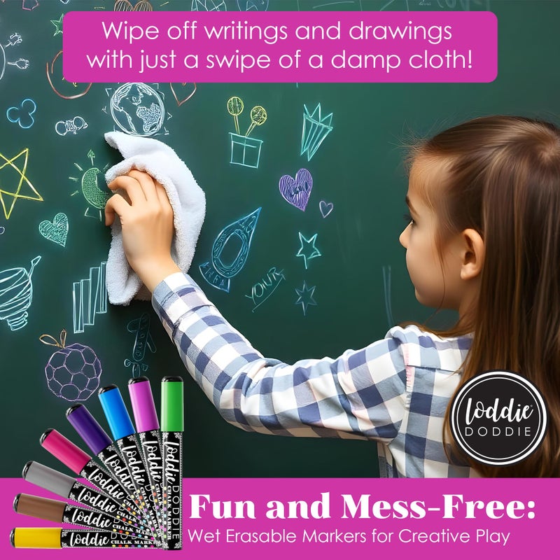 Loddie Doddie Liquid Chalk Markers - Pack of 8, 6mm Reversible Tips - Chalkboard Calendars & Blackboard Art - Chalk Paint Pens for Glass & Mirrors - Easy-Erase Window & Car Window Markers - Image 3